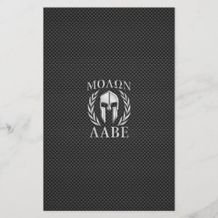 Molon Labe Chrome Spartan Helmet over koolstofveze Briefpapier