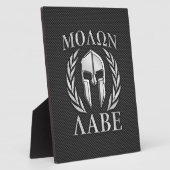 Molon Labe Chrome Spartan Helmet over koolstofveze Fotoplaat (Zijkant)