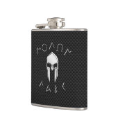 Molon Labe Chrome Spartan Helmet over koolstofveze Heupfles (Links)