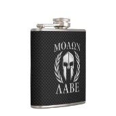 Molon Labe Chrome Spartan Helmet over koolstofveze Heupfles (Rechts)