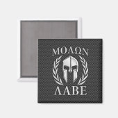 Molon Labe Chrome Spartan Helmet over koolstofveze Magneet (Voorkant / Achterkant)