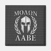 Molon Labe Chrome Spartan Helmet over koolstofveze Magneet (Voorkant)