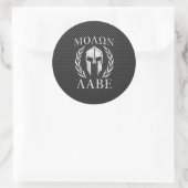Molon Labe Chrome Spartan Helmet over koolstofveze Ronde Sticker (Tas)