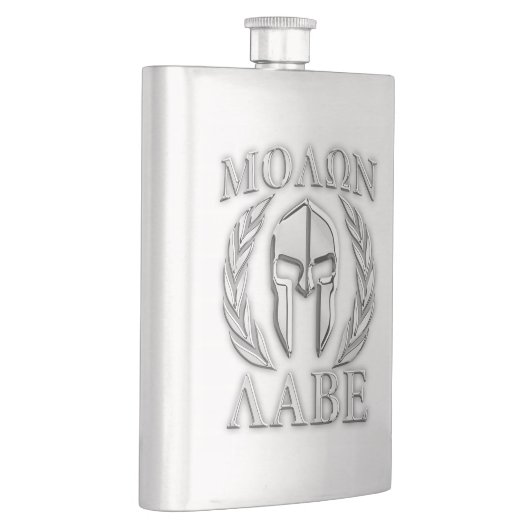 Molon Labe Chrome Spartan Helmet Print Flacon (Rechts)