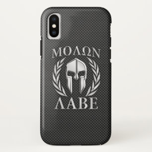 Molon Labe Chrome Stijl Spartaanse Pantser Koolsto iPhone XS Hoesje