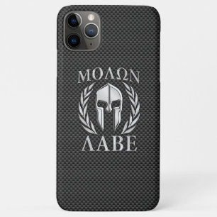 Molon Labe Chrome Style Spartan Armor Carbon Fibre iPhone 11 Pro Max Hoesje