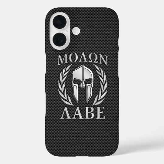 Molon Labe Chrome Style Spartan Armor Carbon Fibre Case-Mate iPhone Case (Achterkant)