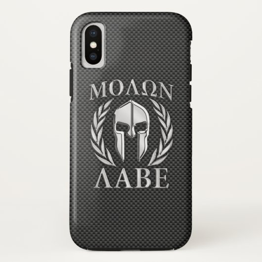 Molon Labe Chrome Style Spartan Armor Carbon Fibre Case-Mate iPhone Case (Achterkant)