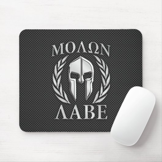 Molon Labe Chrome Style Spartan Armor Carbon Fibre Muismat (Met muis)