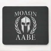Molon Labe Chrome Style Spartan Armor Carbon Fibre Muismat (Voorkant)