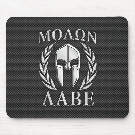 Molon Labe Chrome Style Spartan Armor Carbon Fibre Muismat (Voorkant)