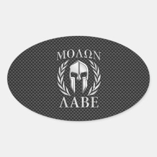 Molon Labe Chrome Style Spartan Armor Carbon Fibre Ovale Sticker