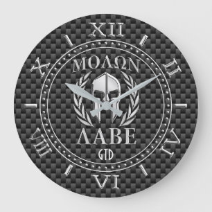 Molon Labe Chrome Style Spartan Armor Monogram Grote Klok