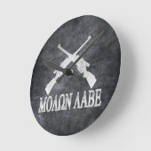 Molon Labe Crossed Rifiles 2de amendement Ronde Klok (Hoek)