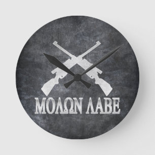 Molon Labe Crossed Rifiles 2de amendement Ronde Klok