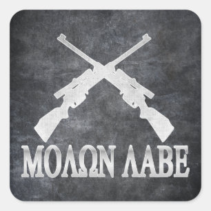 Molon Labe Crossed Rifles 2e wijziging Vierkante Sticker
