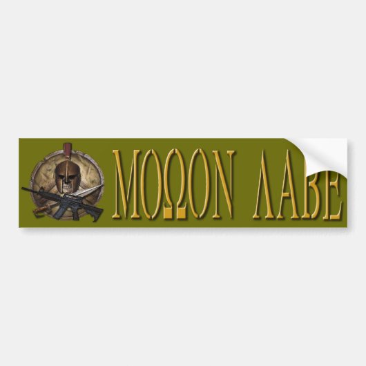 Molon Labe Griekse Bumpersticker Gold (Voorkant)