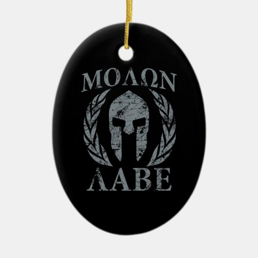 Molon Labe Grunge Spartan Armor Keramisch Ornament (Voorkant)