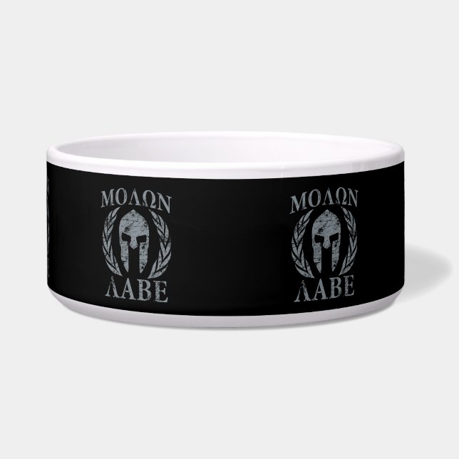 Molon Labe Grunge Spartan Armor Voerbakje (Voorkant)