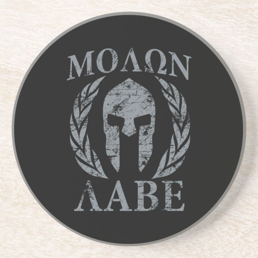 Molon Labe Grunge Spartan Armor Zandsteen Onderzetter (Voorkant)