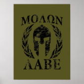 Molon Labe Grunge Spartan Helmet Poster (Voorkant)