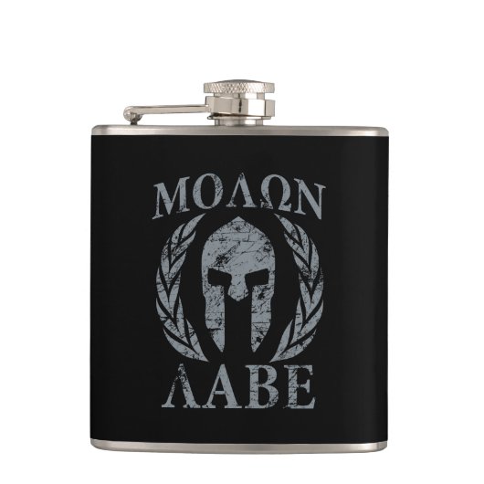Molon Labe Grunge Spartan Mask Heupfles (Voorkant)