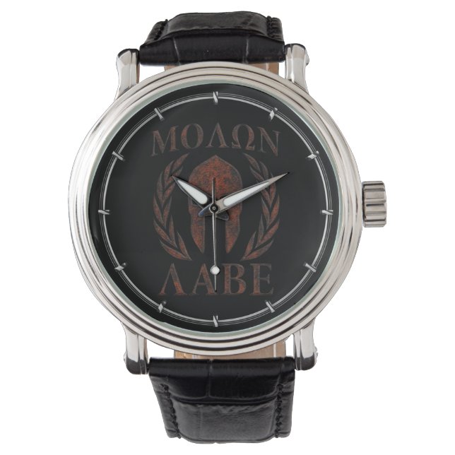 Molon Labe Iron Warrior Laurels Horloge (Voorkant)