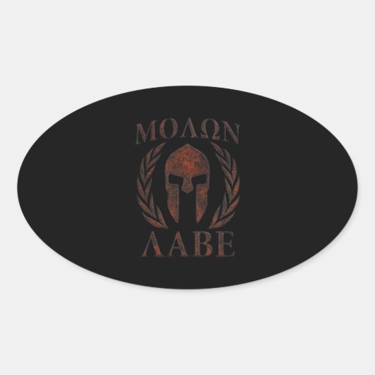 Molon Labe Iron Warrior Laurels Ovale Sticker (Voorkant)
