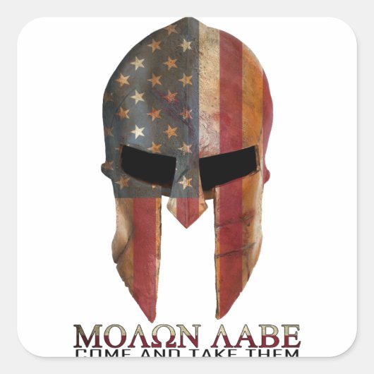 Molon Labe - Kom mee naar de VS Spartan Vierkante Sticker (Voorkant)