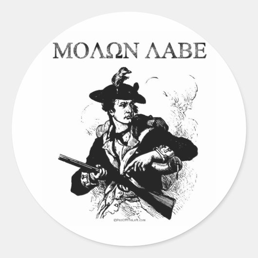 Molon Labe Minuteman Ronde Sticker (Voorkant)