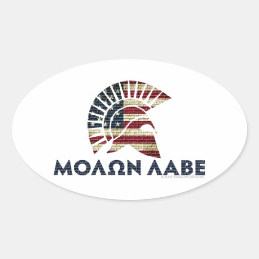 Molon Labe. Ovale Sticker (Voorkant)