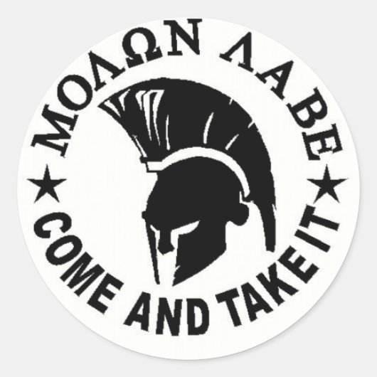 Molon Labe Ronde Sticker (Voorkant)