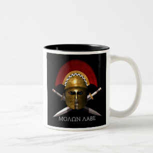 Molon Labe Skull Tweekleurige Koffiemok