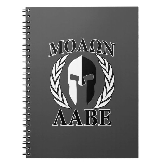 Molon Labe Spartaanse Helm Lauwerbladeren Houtskoo Notitieboek (Voorkant)