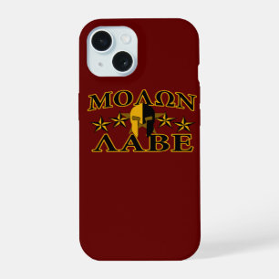Molon Labe Spartaanse Krijger 5 sterren Bourgondië iPhone 15 Case