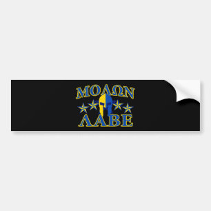 Molon Labe Spartaanse Krijger Geel Blauw Decor Bumpersticker