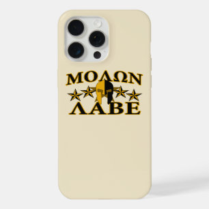 Molon Labe Spartaanse krijger helm Gouden decorati iPhone 15 Pro Max Case