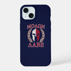Molon Labe Spartaanse Krijger Koolstofvezel Chroom iPhone 15 Case