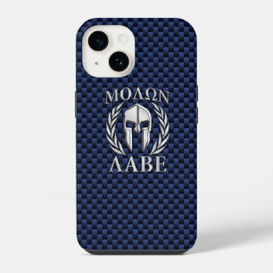 Molon Labe Spartaanse krijger marine koolstofvezel iPhone 14 Hoesje
