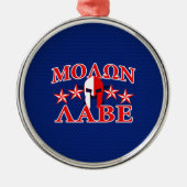 Molon Labe Spartaanse krijger masker 5 sterren Pat Metalen Ornament (Voorkant)