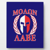 Molon Labe Spartaanse Masker Lauwerbladeren Navybl Fotoplaat (Voorkant)