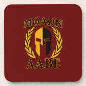 Molon Labe Spartaanse Masker Lauweren Bourgondië R Bier Onderzetter (Voorkant)