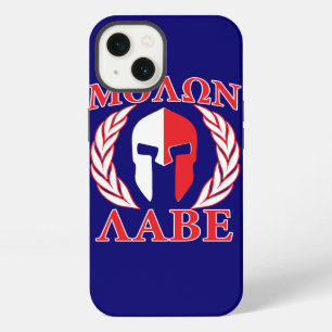 Molon Labe Spartaanse Masker Lauweren Navyblauw iPhone 13 Hoesje