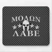 Molon Labe Spartaanse Warrior 5 sterren Koolstof Muismat (Voorkant)