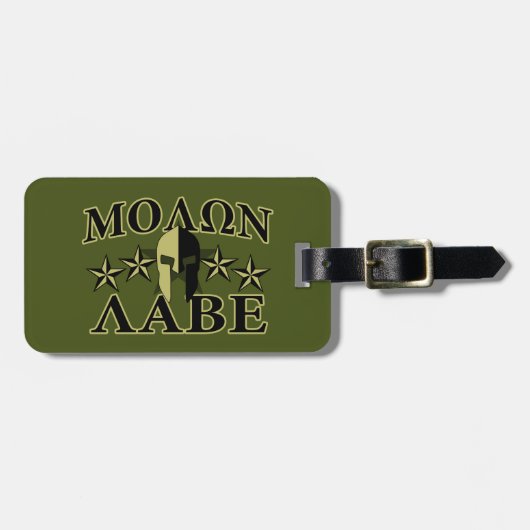 Molon Labe Spartan 5 sterren Olive Green Bagagelabel (Voorkant horizontaal)