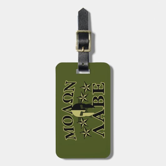 Molon Labe Spartan 5 sterren Olive Green Bagagelabel (Voorkant verticaal)