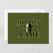 Molon Labe Spartan 5 sterren Olive Green Briefkaart (Voorkant / Achterkant)