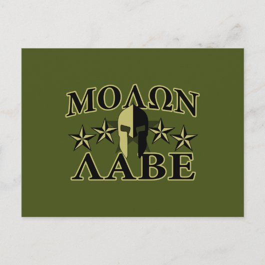 Molon Labe Spartan 5 sterren Olive Green Briefkaart (Voorkant)