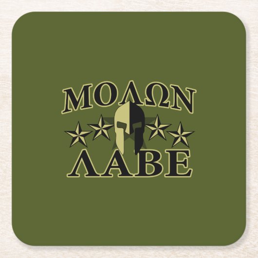 Molon Labe Spartan 5 sterren Olive Green Kartonnen Onderzetters (Voorkant)