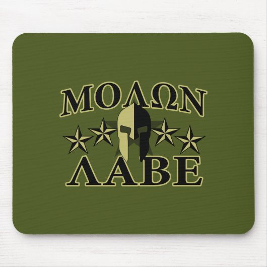Molon Labe Spartan 5 sterren Olive Green Muismat (Voorkant)